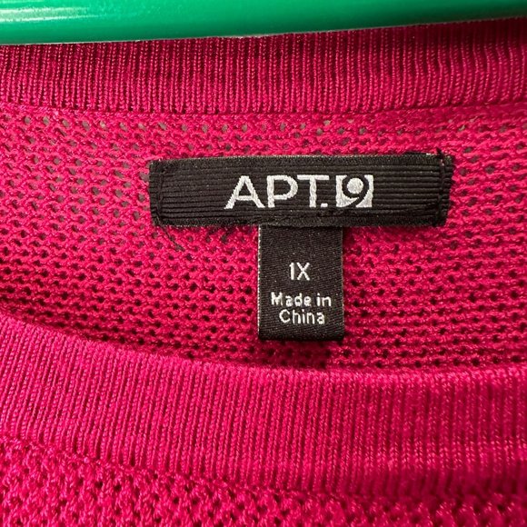 Apt. 9 Size 1X Pullover Short Sleeve Roll Tab Side Ruching Fuschia Comfort - Picture 12 of 15